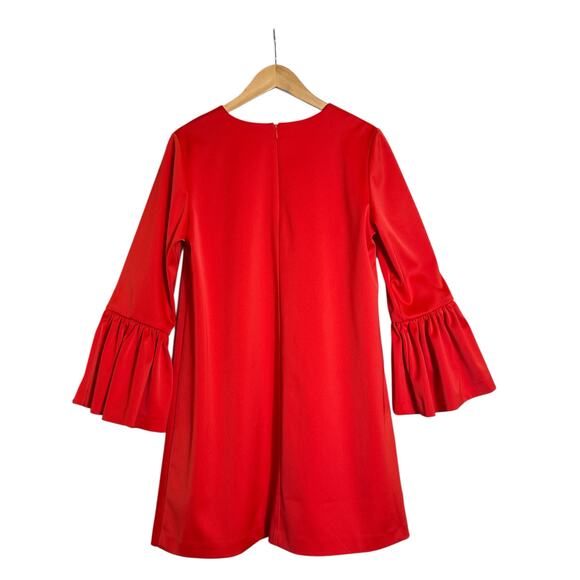 H&M Women’s Red Bell Sleeve Shift Dress – Size 14, NWT, Holiday Party Dress - Picture 5 of 8